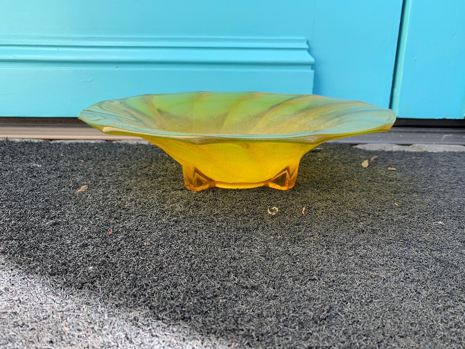 20th century yellow round glass bowl.