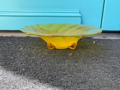 20th Century Yellow Round Glass Bowl