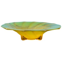20th Century Yellow Round Glass Bowl