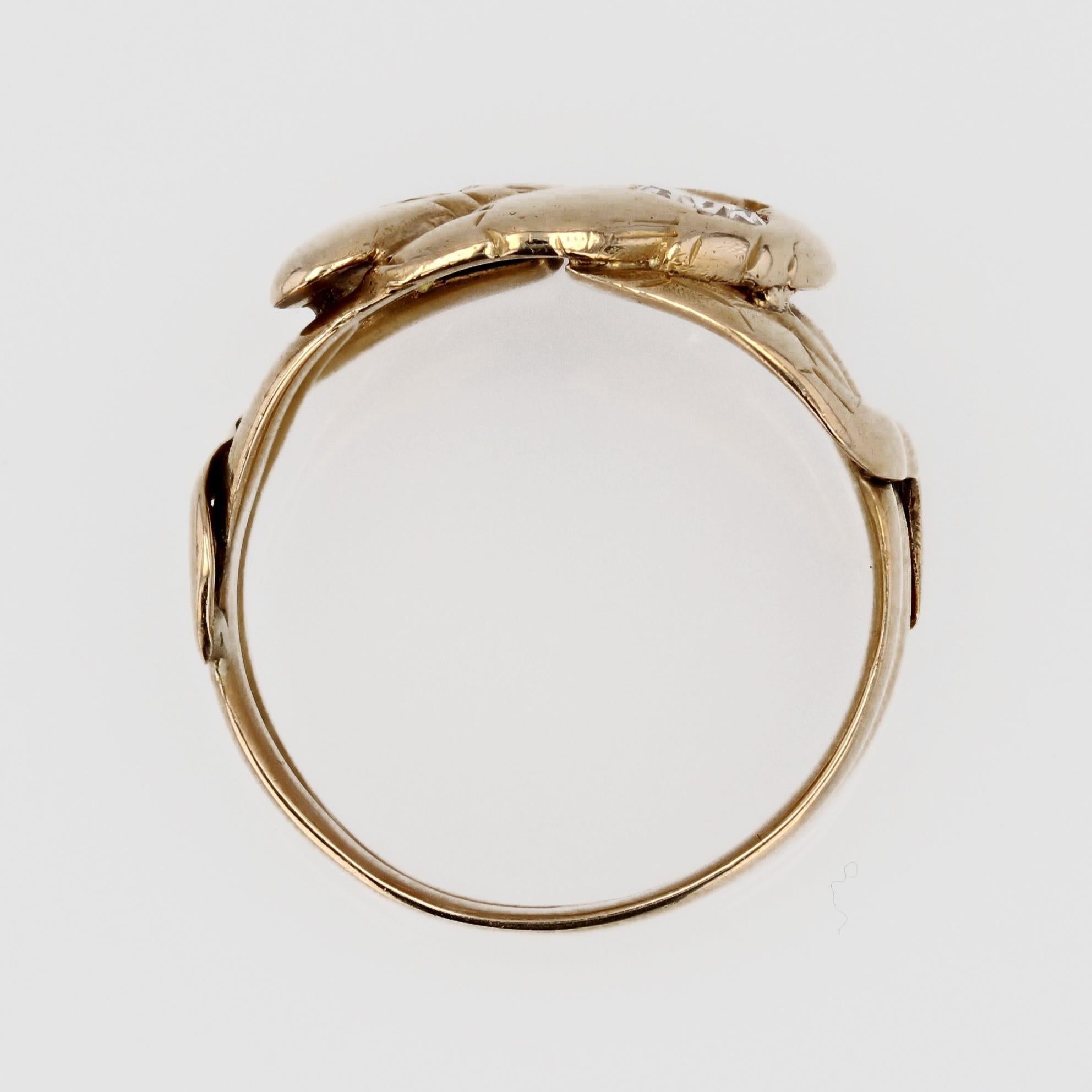20th Century Yellow Sapphire Diamond 18 Karat Yellow Gold Snake Ring For Sale 5