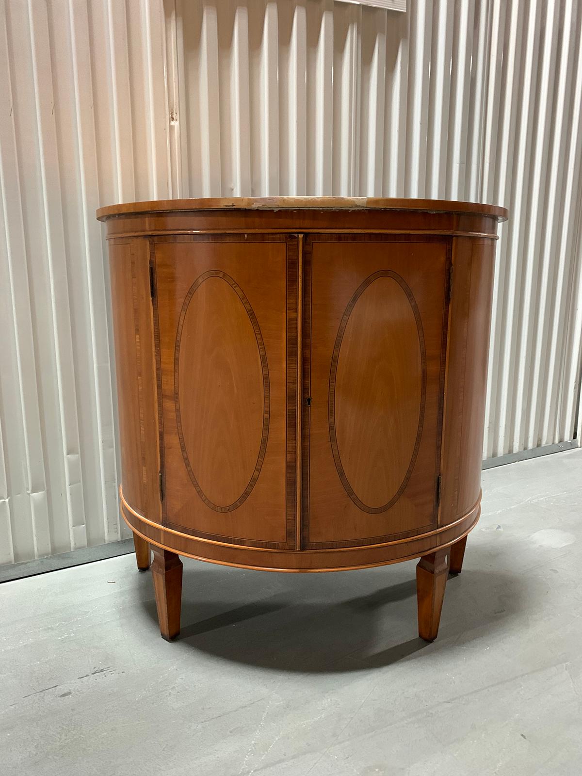 20th century yew wood demilune cabinet with banding inlay
Handsome.