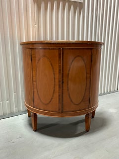 20th Century Yew Wood Demilune Cabinet with Banding Inlay