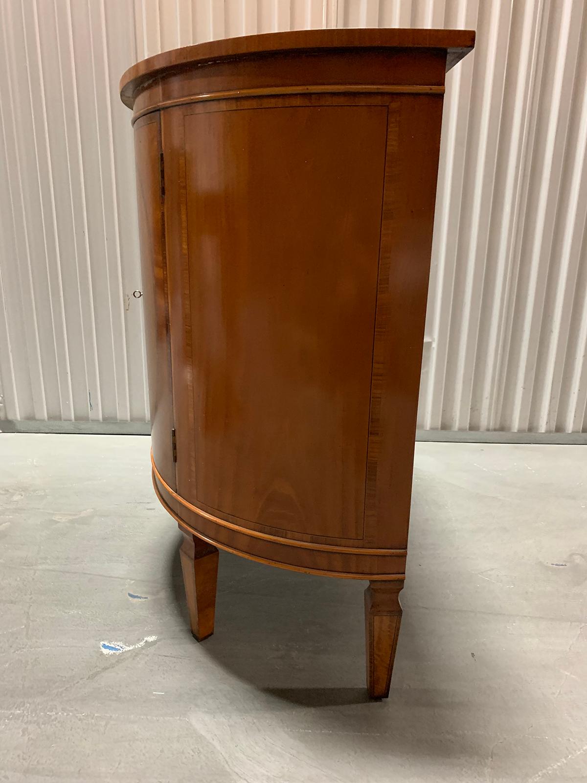 20th Century Yew Wood Demilune Cabinet with Banding Inlay In Good Condition For Sale In Atlanta, GA