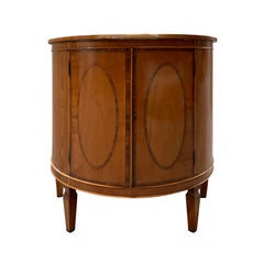 20th Century Yew Wood Demilune Cabinet with Banding Inlay