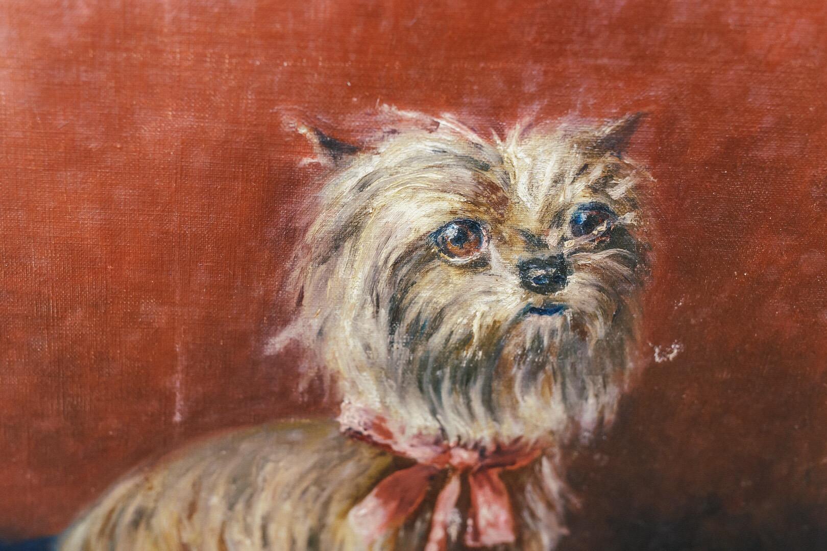20th Century Yorkshire Terrier Portrait Oil Painting on Canvas 5