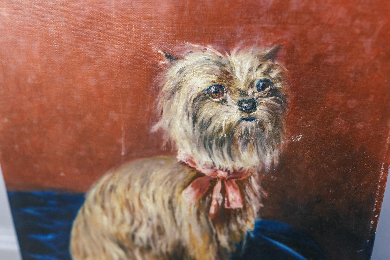 20th Century Yorkshire Terrier Portrait Oil Painting on Canvas 6