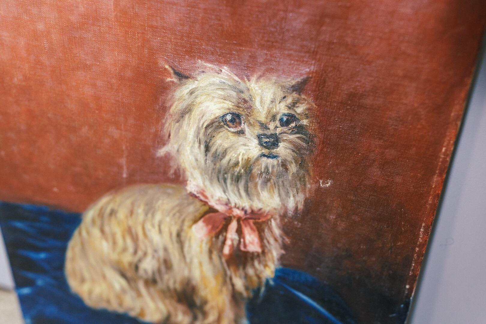 20th Century Yorkshire Terrier Portrait Oil Painting on Canvas 3