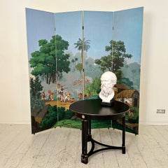 20th Century Zuber Four Panel Wallpaper Paravent Hand Painted, around 1940