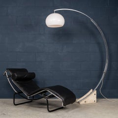 20th CenturyItalian Black Leather Chaise Lounge After Le Corbusier c.1980