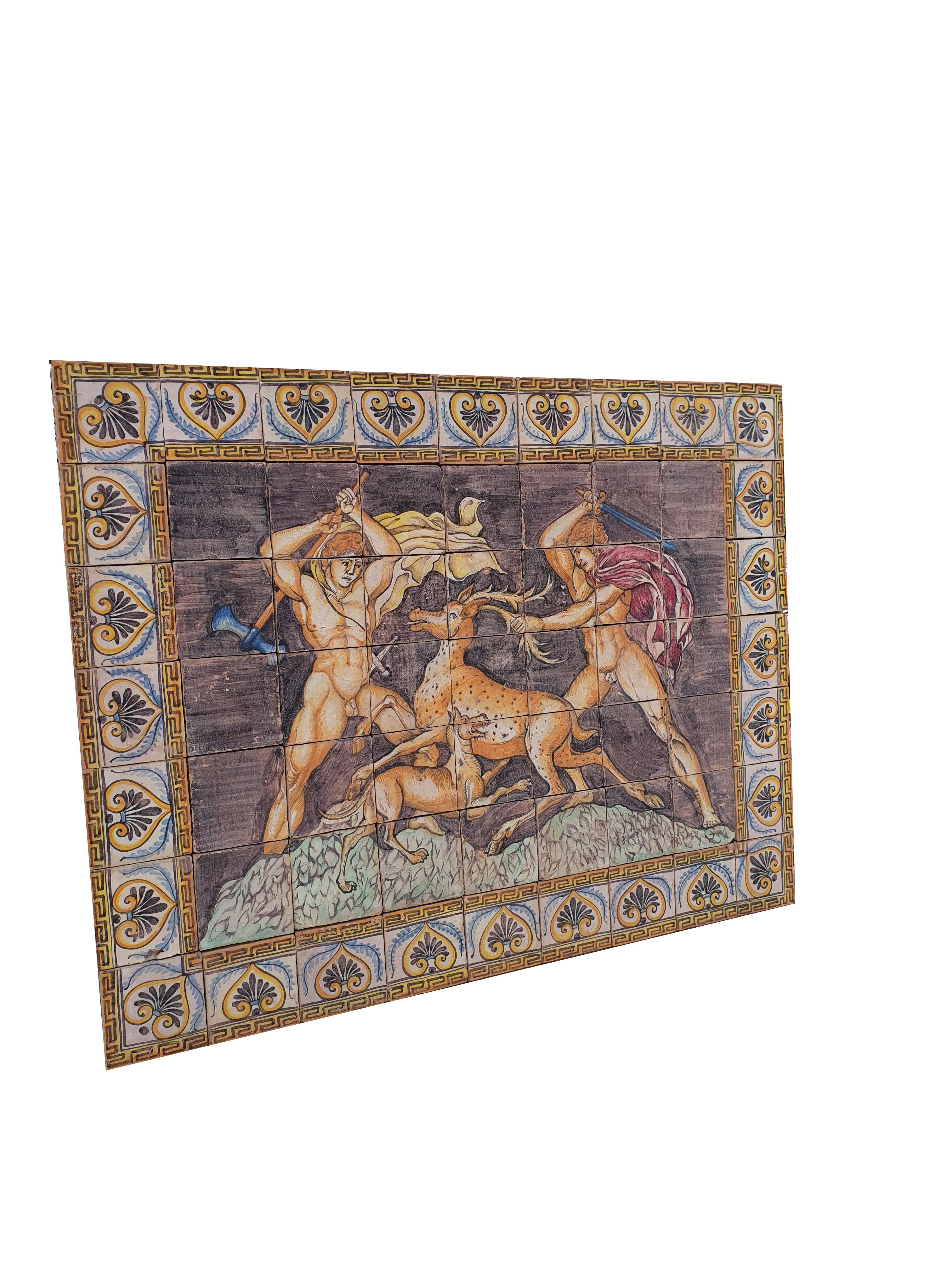 20th Century 20th Cetury Sicilian Painted Majolica Panel For Sale