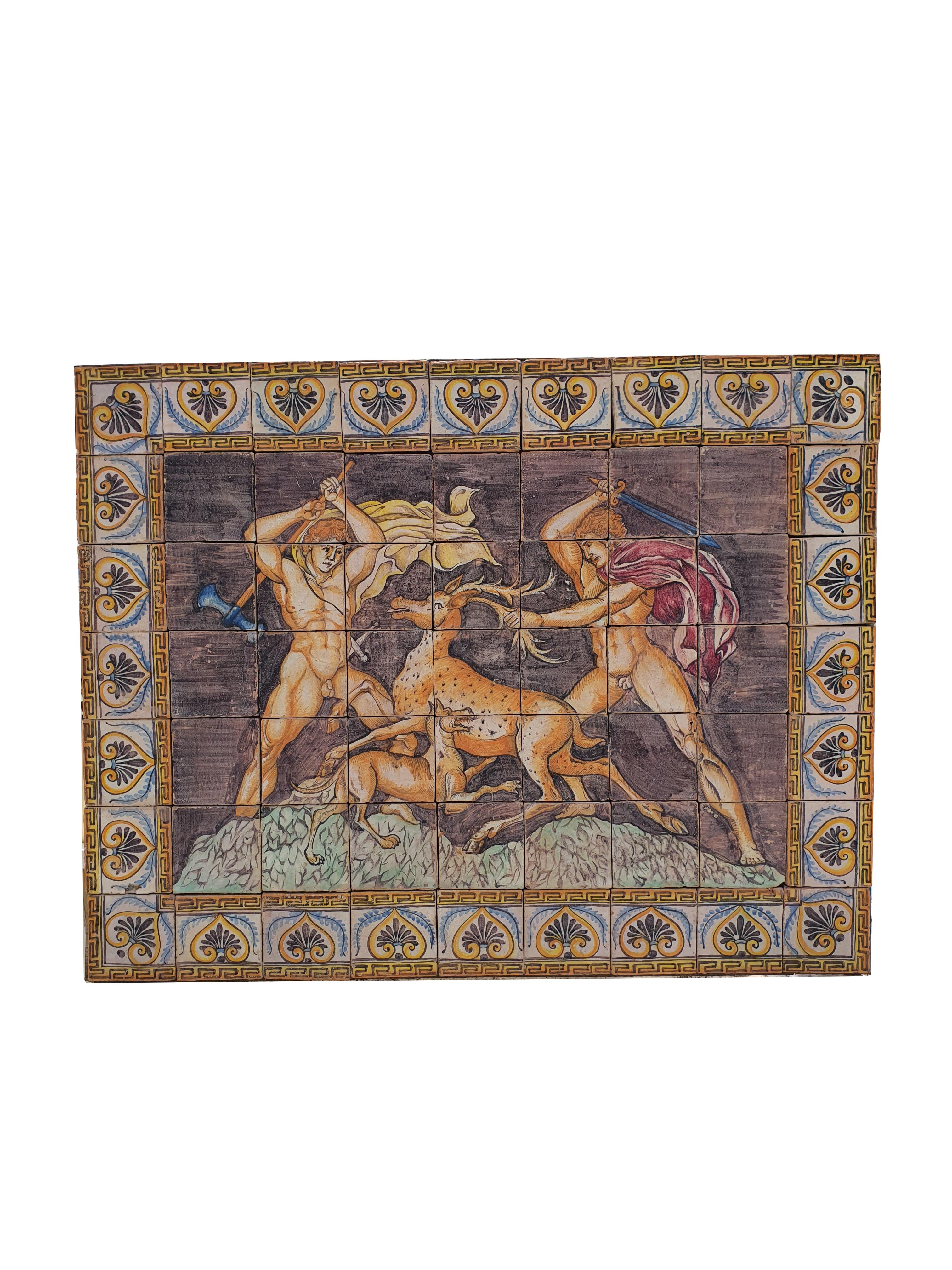 20th Cetury Sicilian Painted Majolica Panel For Sale 1