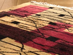 20th Century White and Red Turkish Art Deco Rug Designed, Zeki Muren, circa 1930