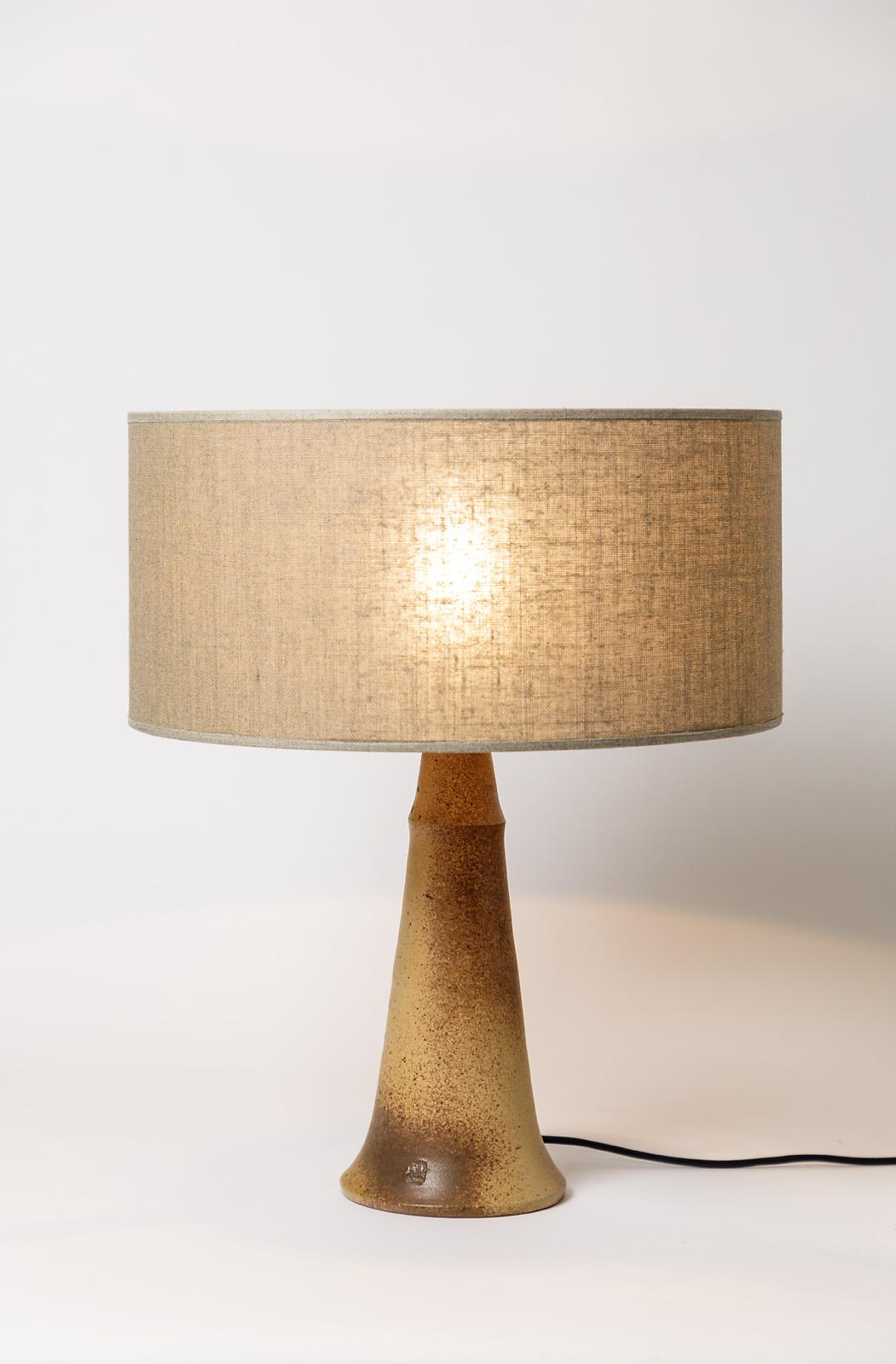 20th Century Design Ceramic Table Lamp by JJ Prolongeau circa 1970 Brown Color For Sale 2