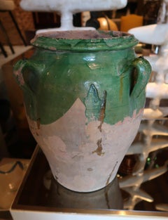 Early 20th Century Spanish Green and Brown Glazed Terracotta Vase