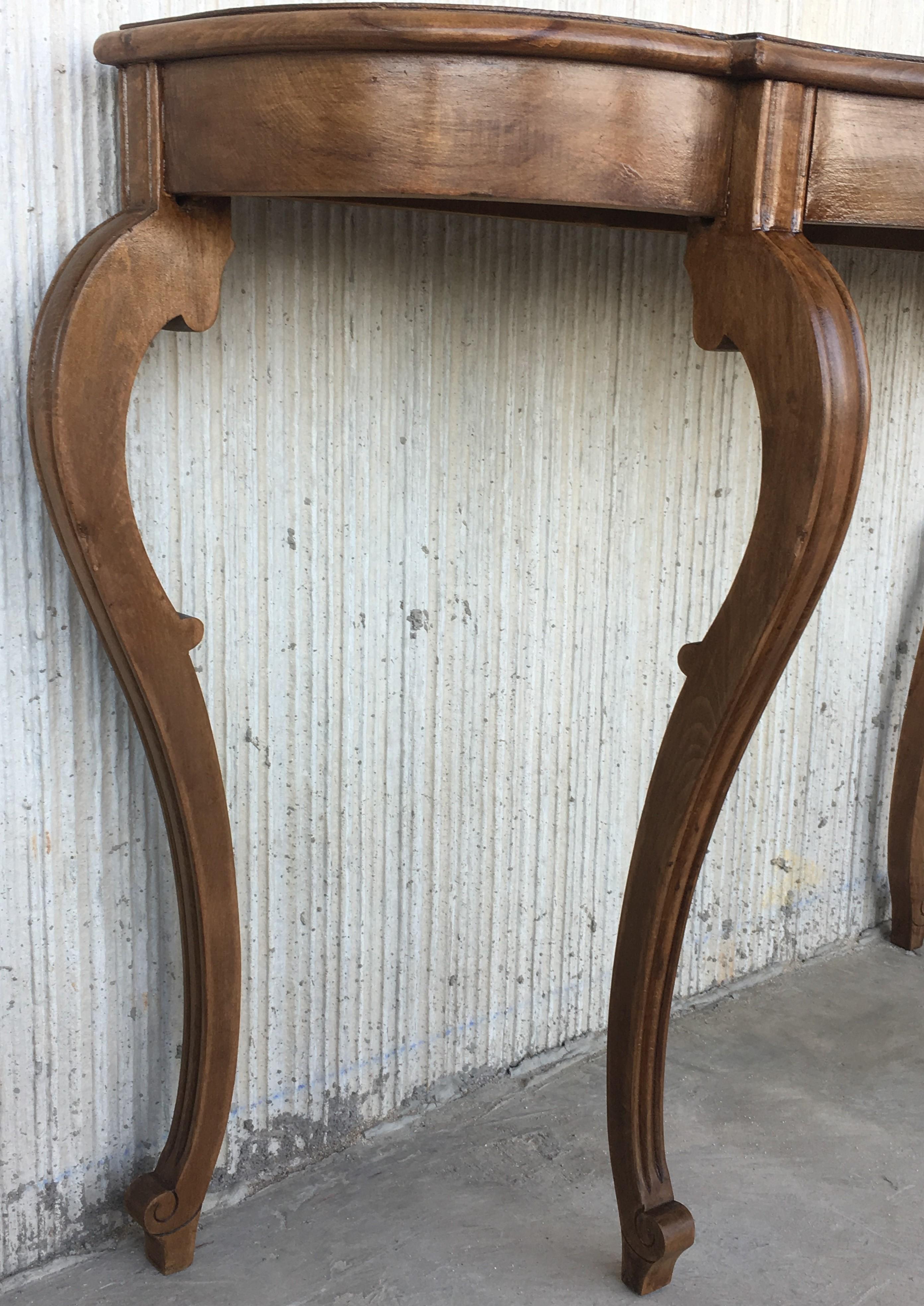 20th English Demilune Table with Cabriole Legs 4