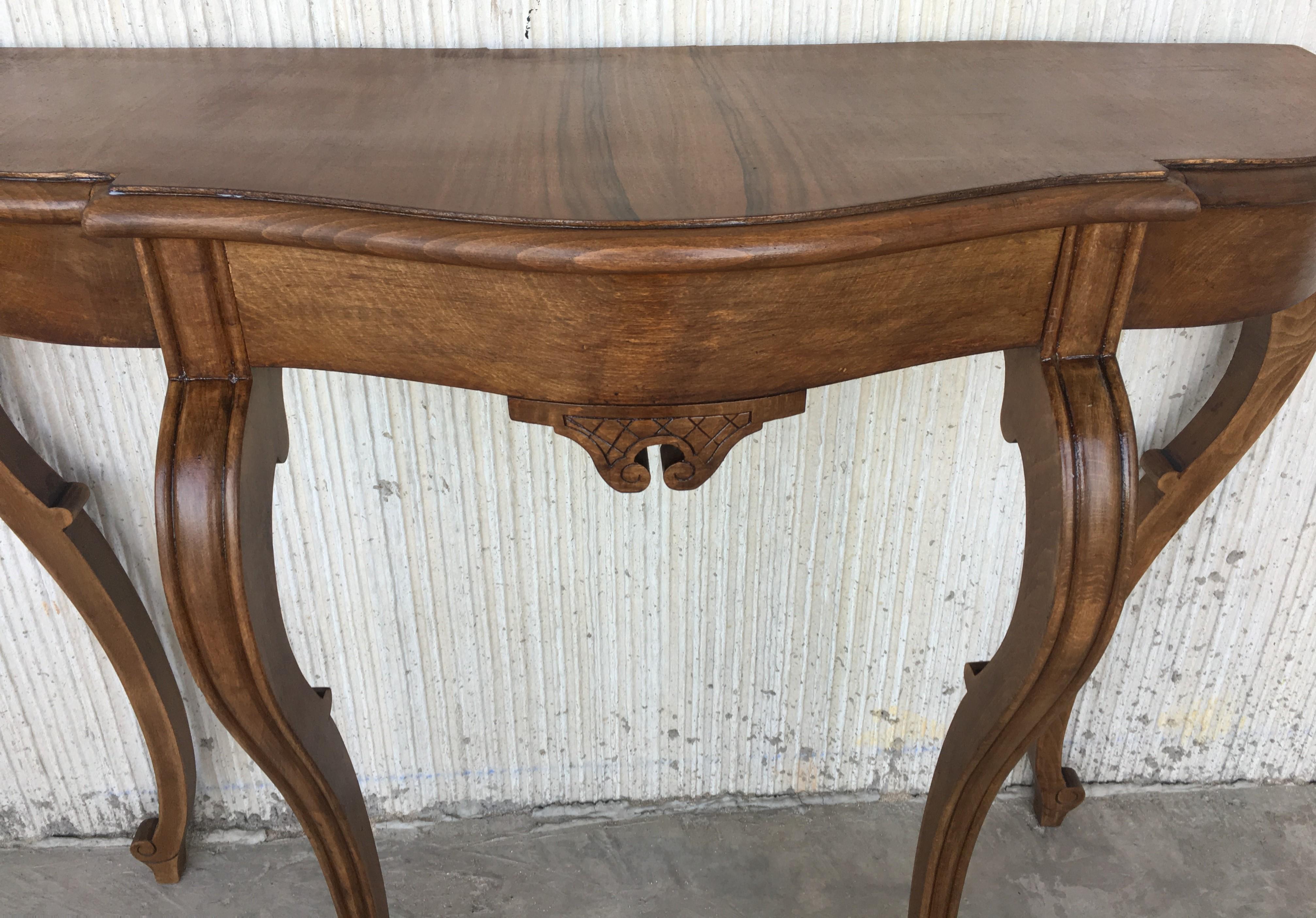 20th English Demilune Table with Cabriole Legs 7