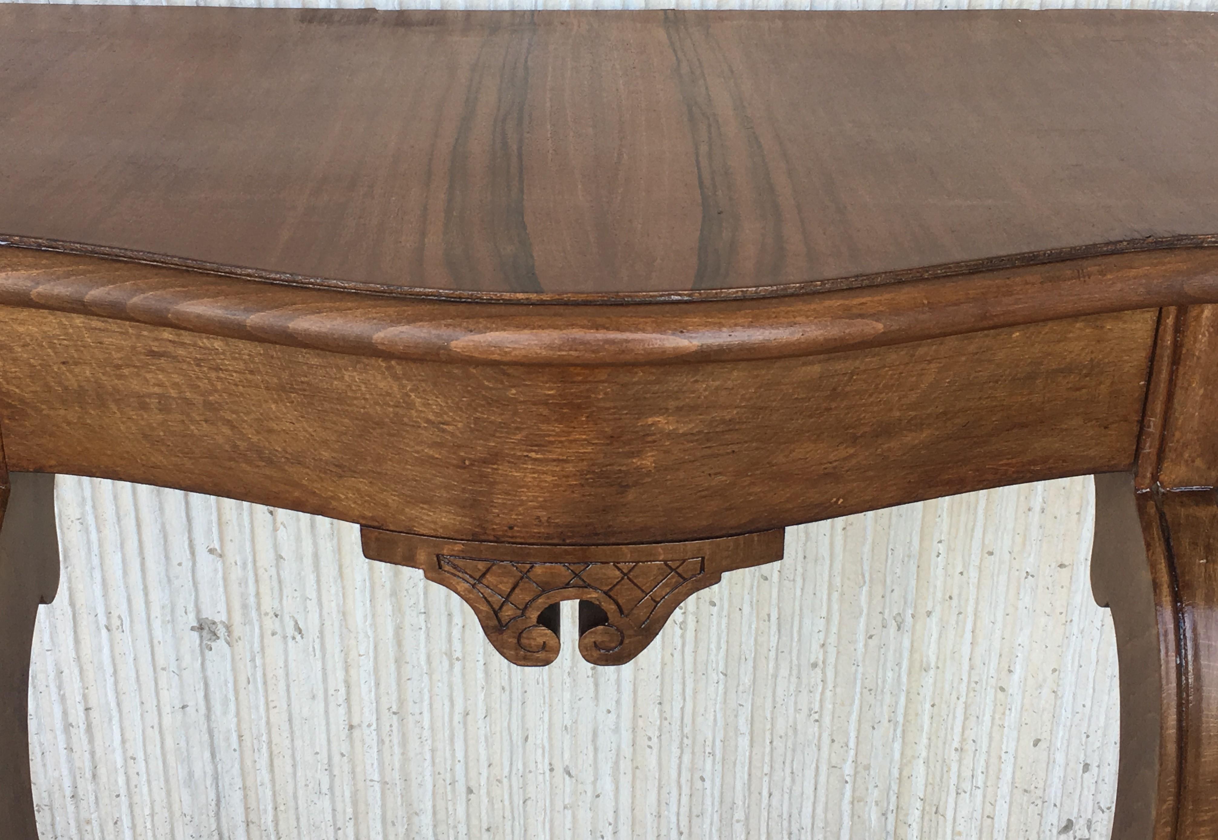 20th English Demilune Table with Cabriole Legs 8