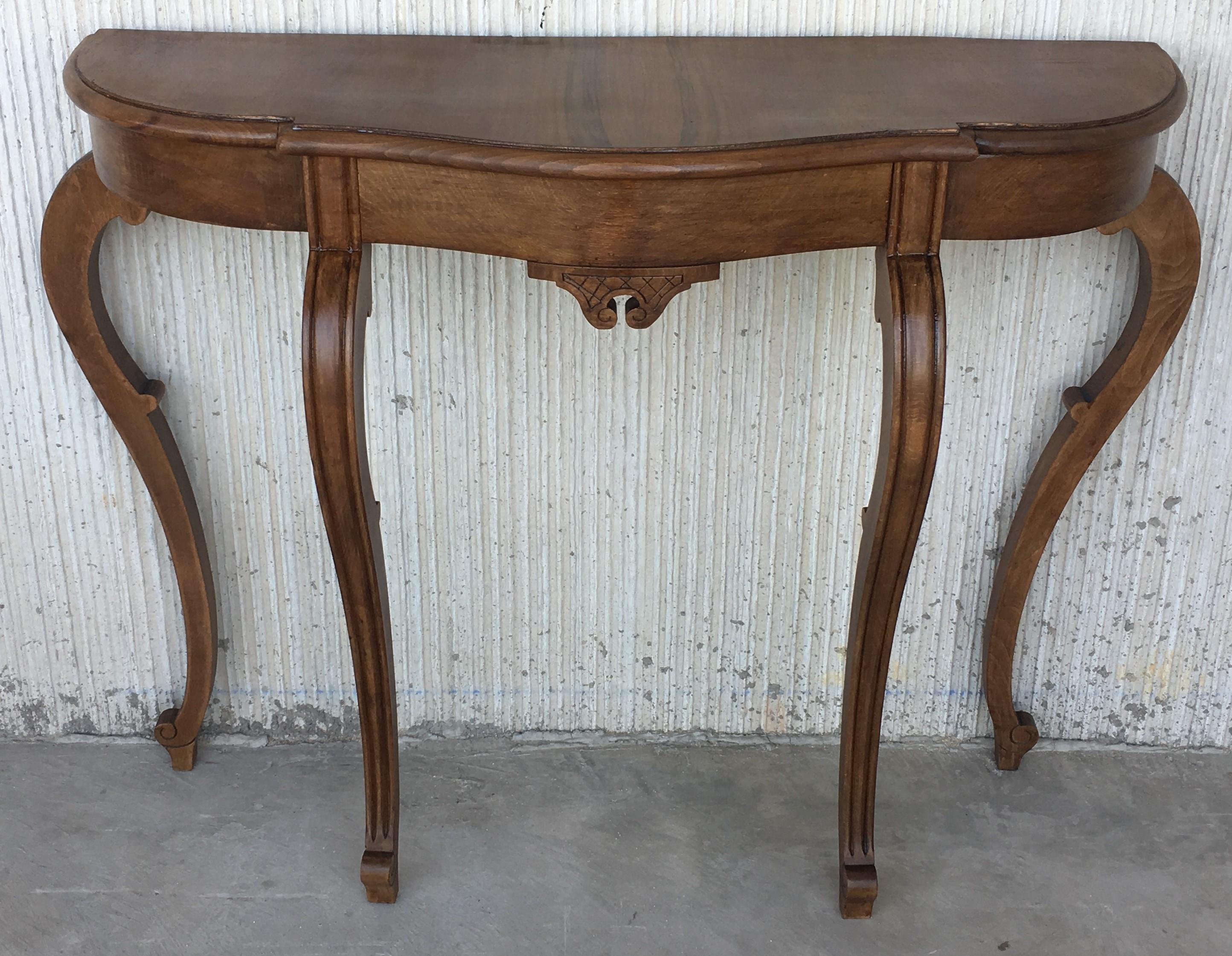 20th Century 20th English Demilune Table with Cabriole Legs
