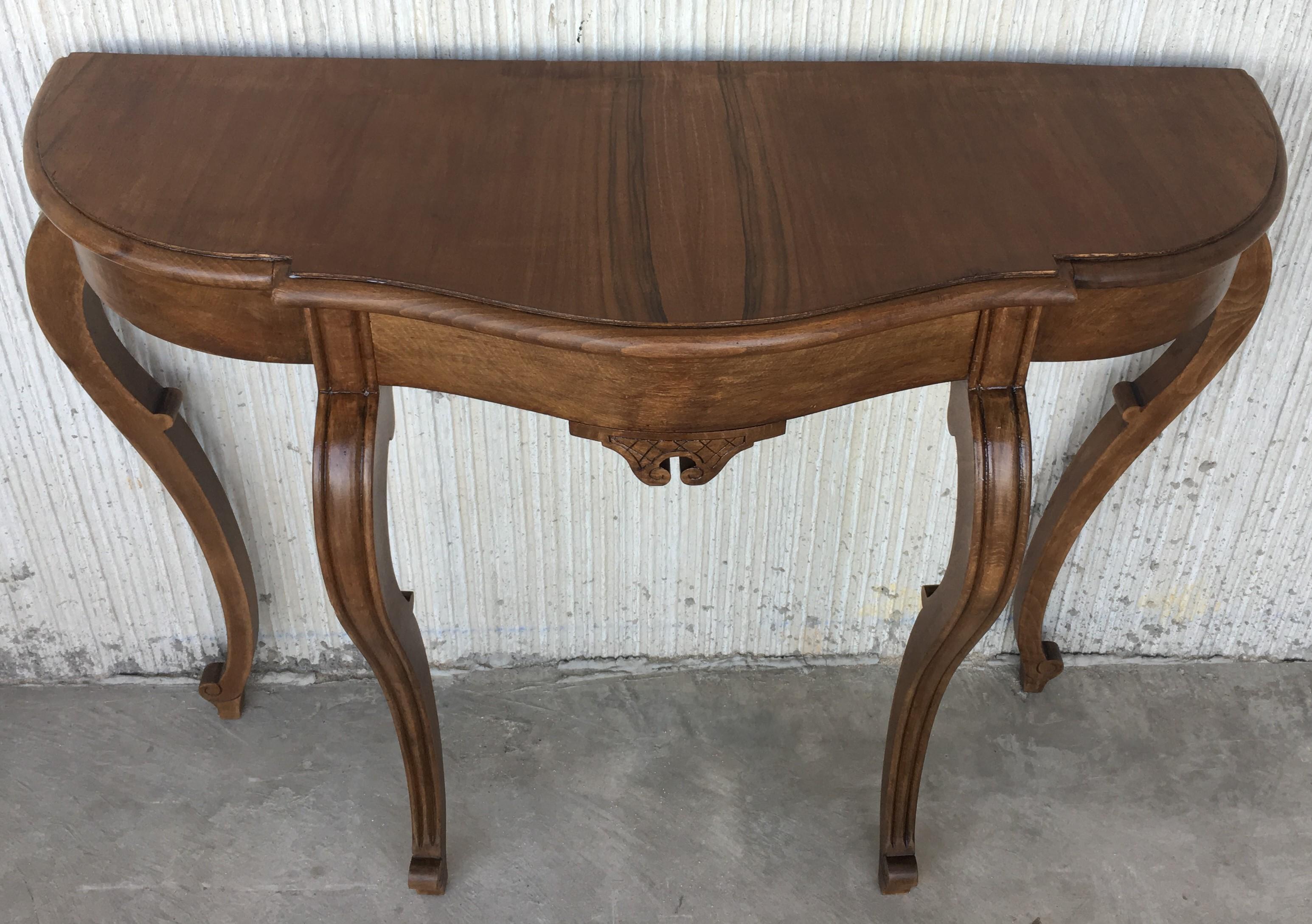 20th English Demilune Table with Cabriole Legs 2