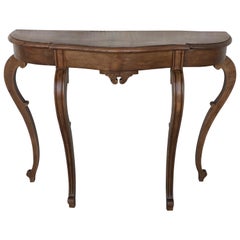 20th English Demilune Table with Cabriole Legs