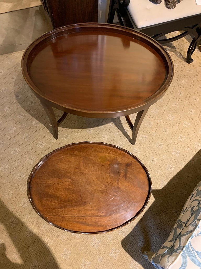 20th Century English Oval Tray Coffee Table with Scalloped Edge at