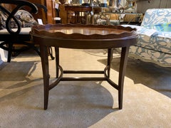 20th Century English Oval Tray Coffee Table with Scalloped Edge