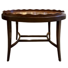 20th Century English Oval Tray Coffee Table with Scalloped Edge