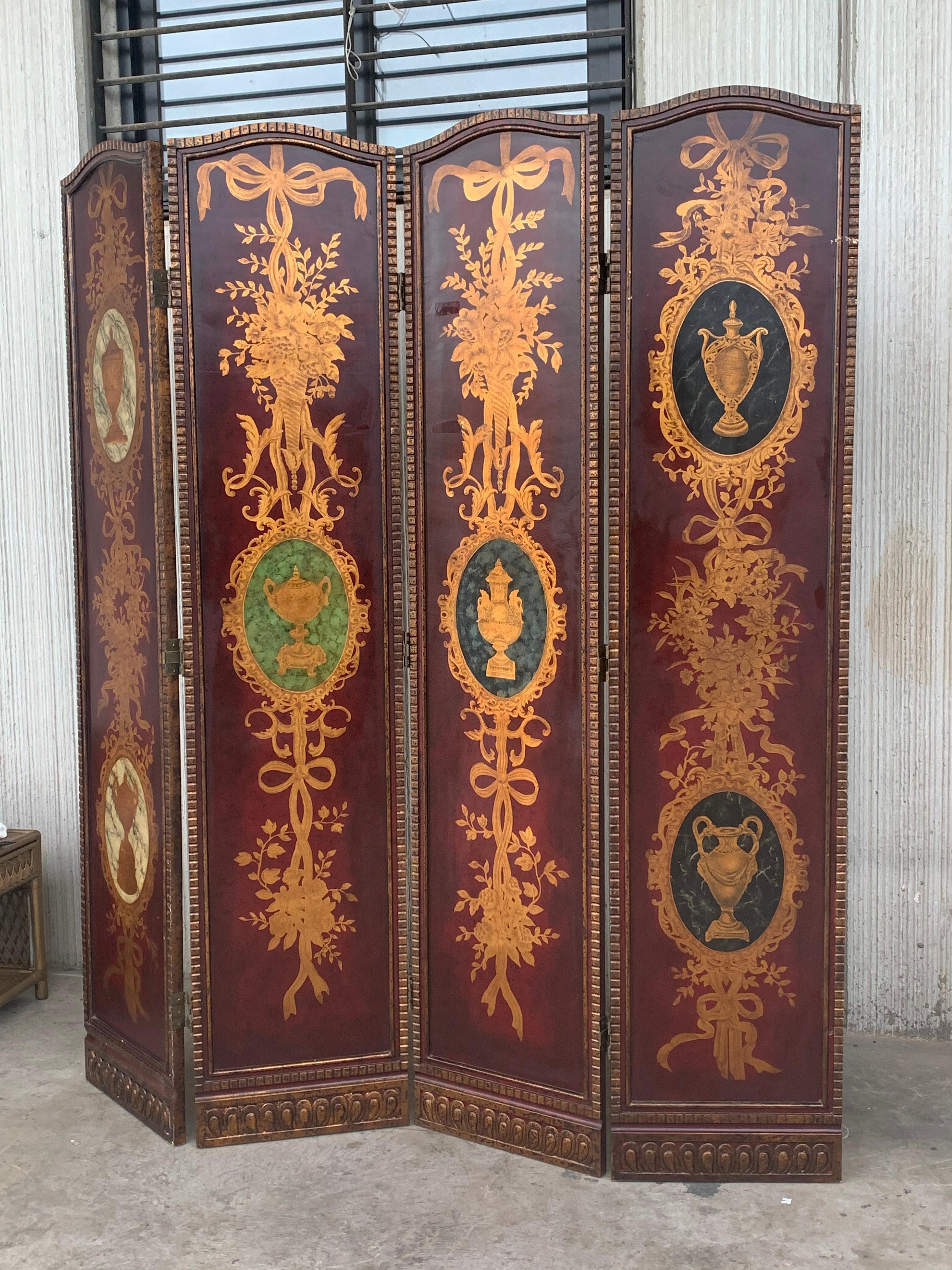 antique hand painted room divider