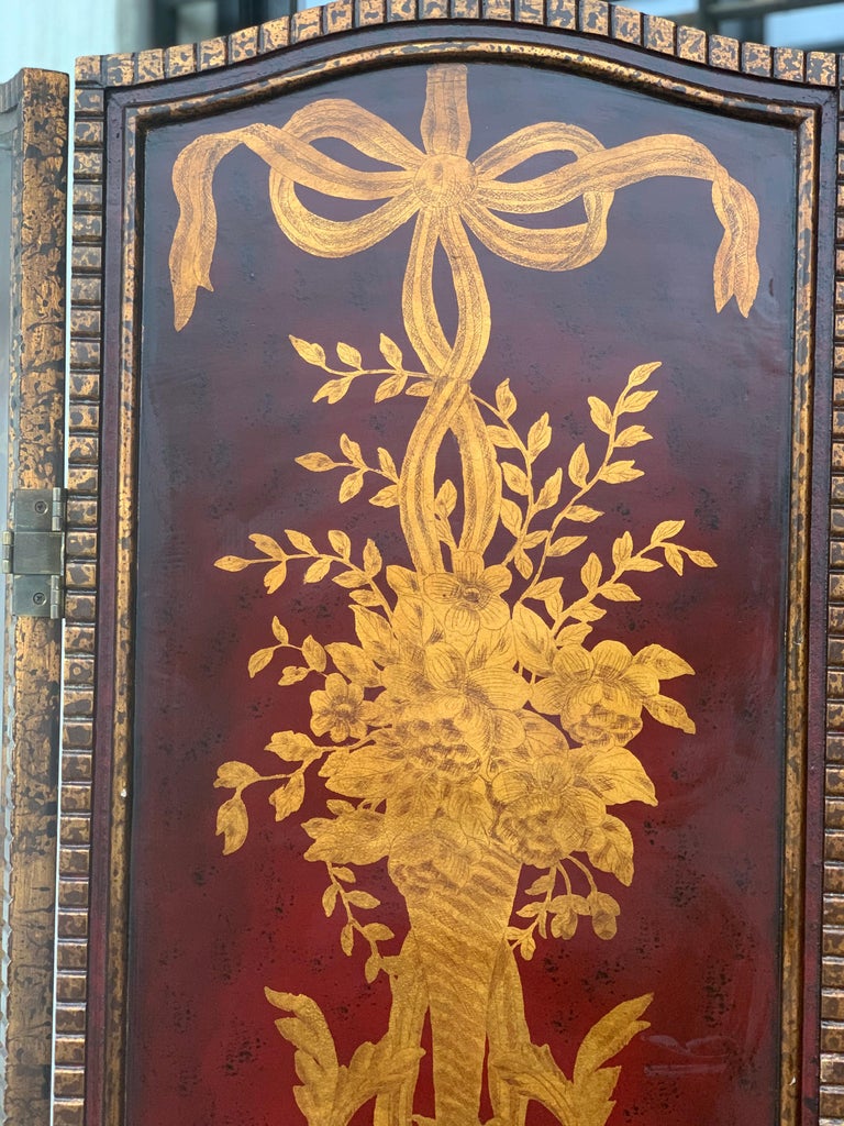20th Century Four Panel Hand Painted Screen In Good Condition For Sale In Miami, FL