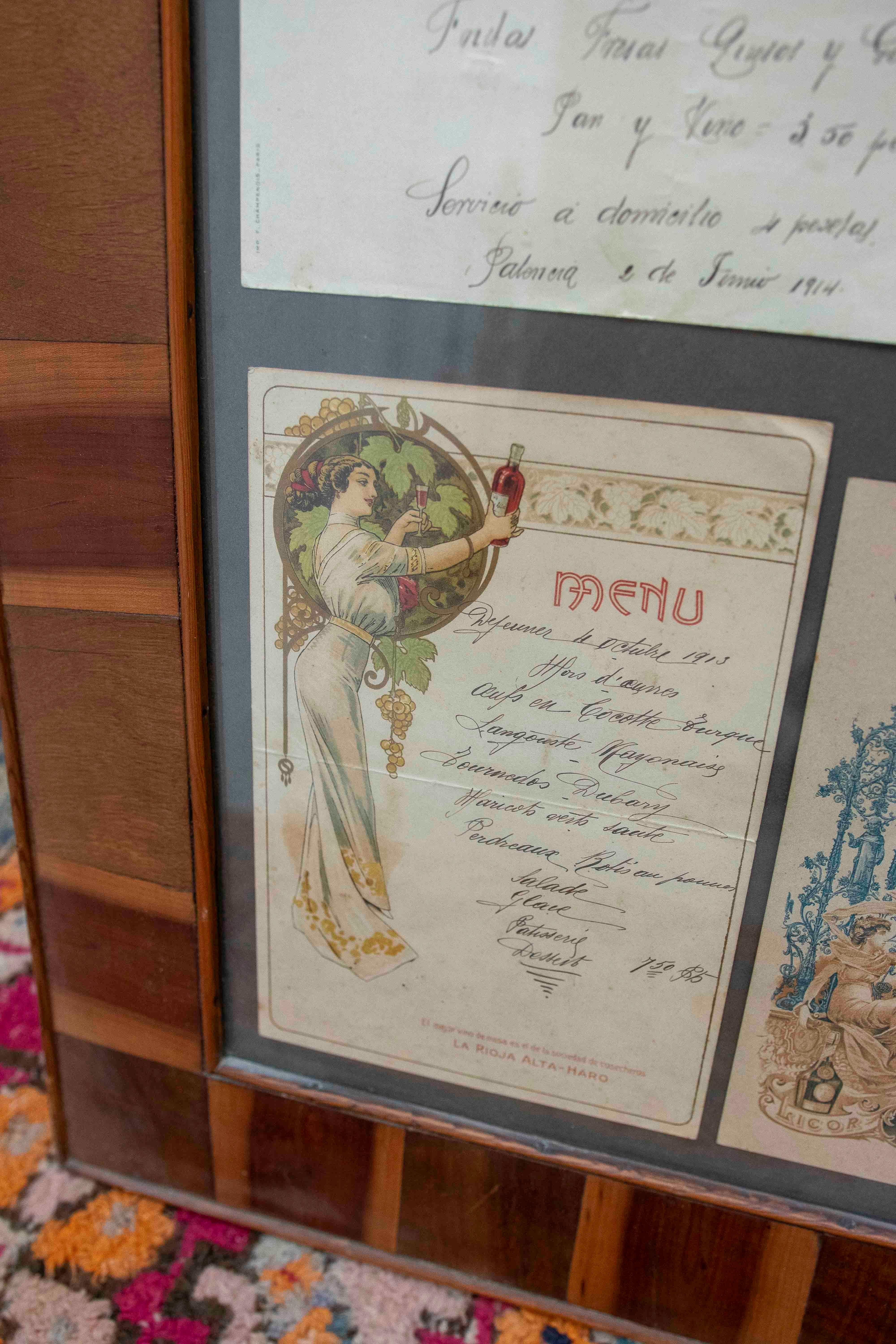 20º Cuadro enmarcado Tarjetas de menú de restaurante Madera en venta