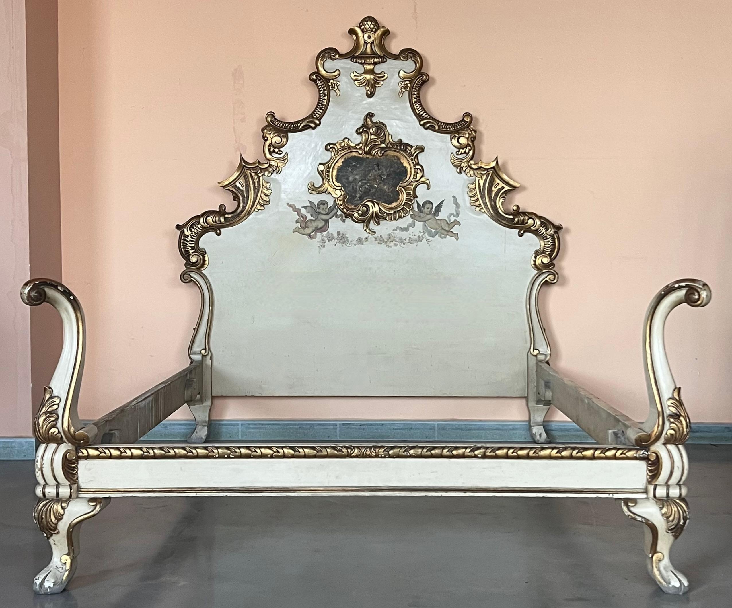20th French Antique White and Giltwood Queen Bed with Original Painting


We have matching nightstands