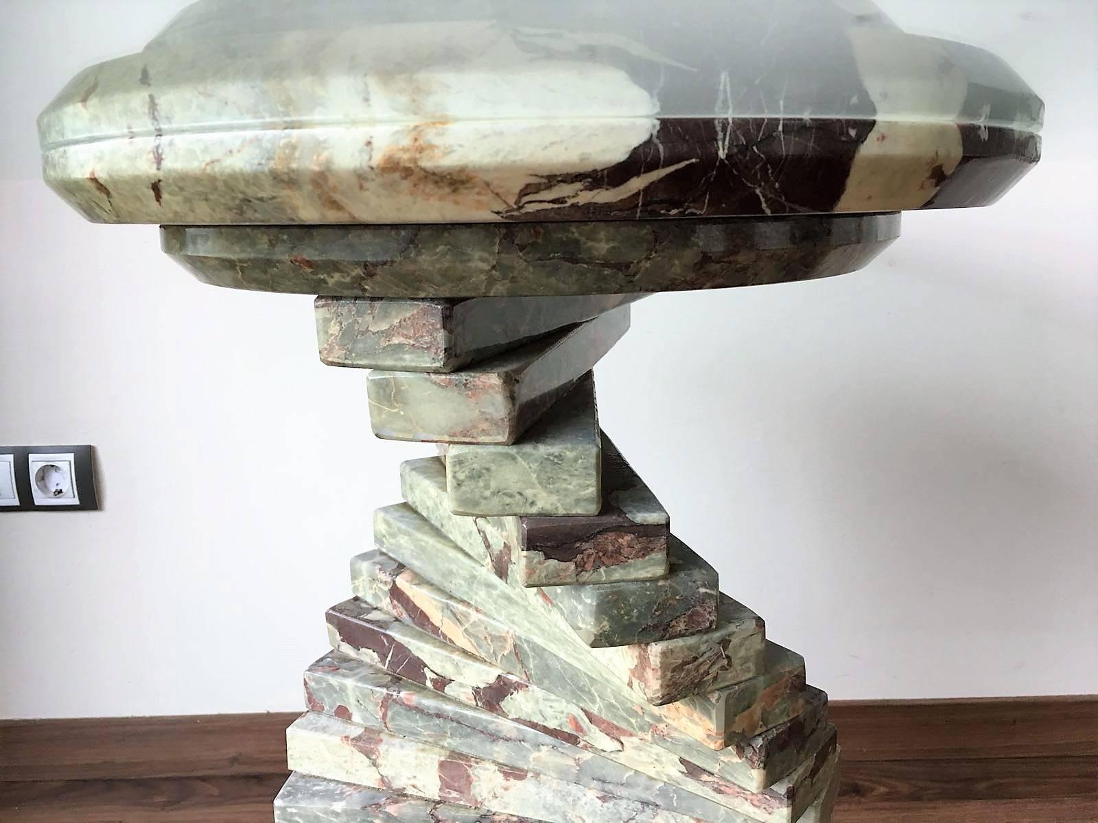 20th Century French Art Deco Pedestal Marble Dining or Coffee Table 7