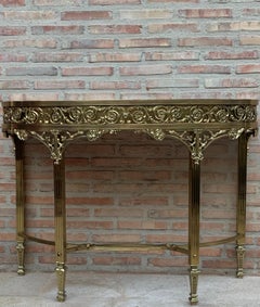 French Bronze Kidney Mirrored Dressing Table or Vanity with One-Drawer