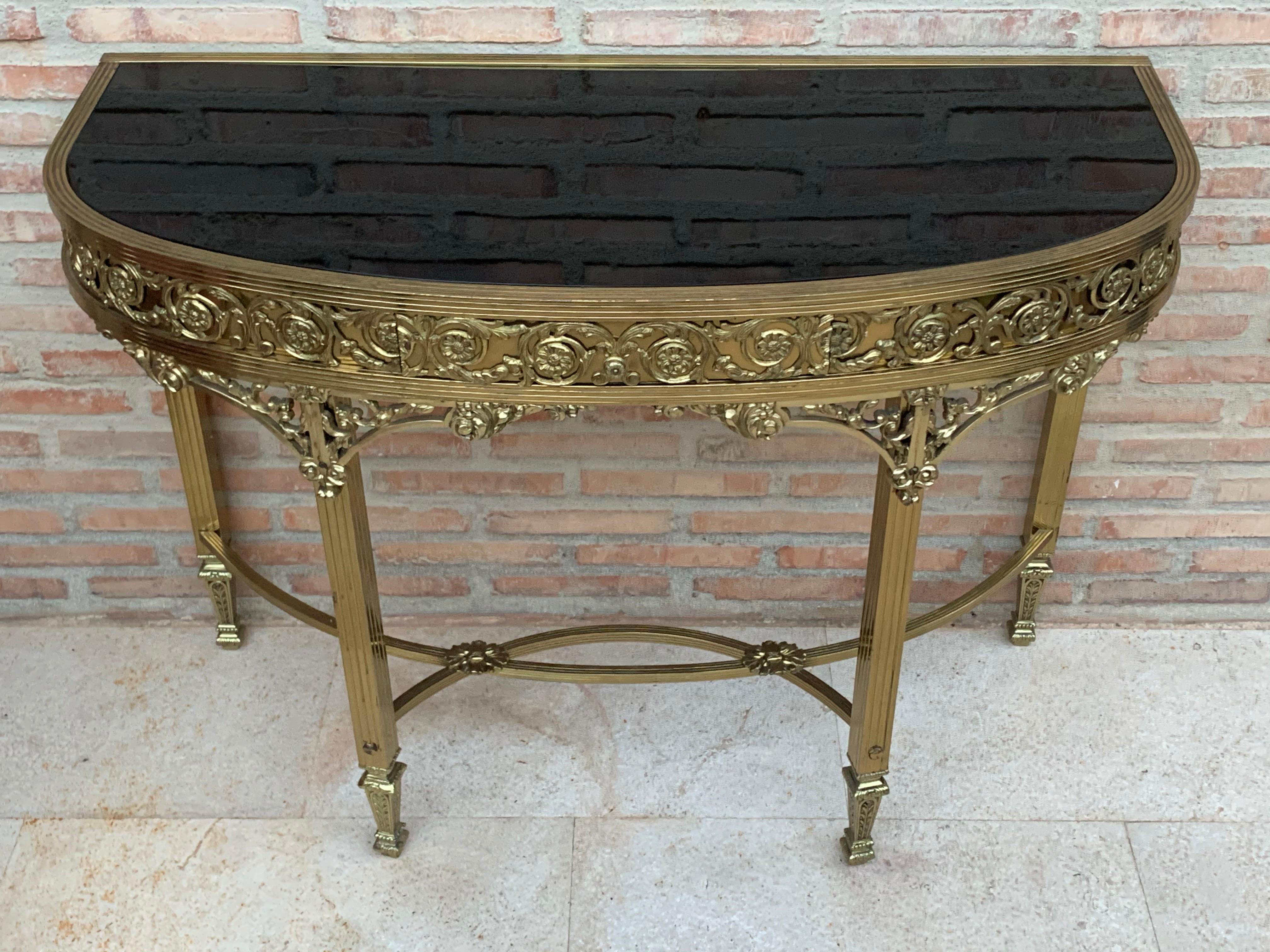 Louis XV French Bronze Kidney Mirrored Dressing Table or Vanity with One-Drawer