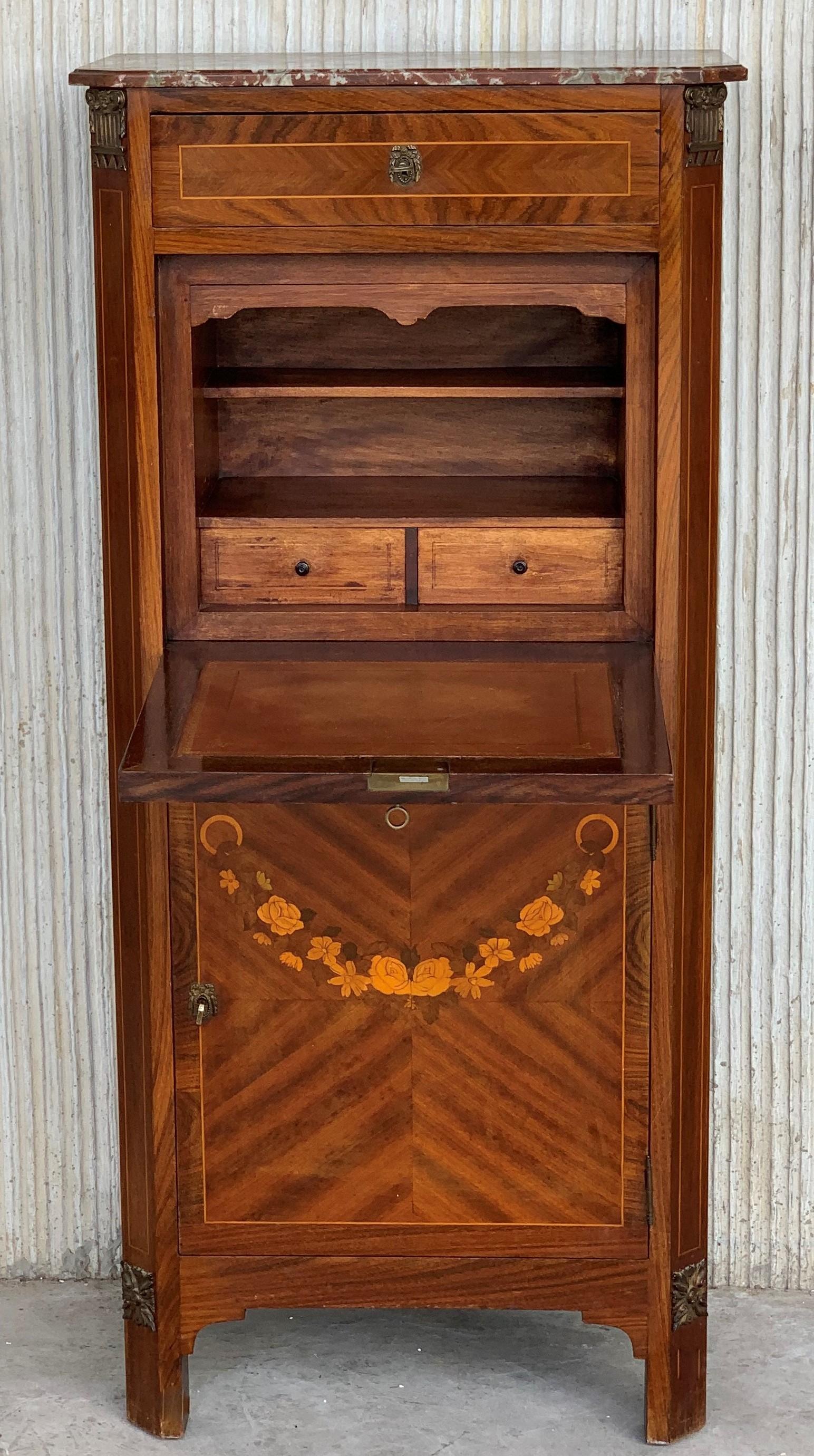 20th Century French Drop-Front Oak Secretary Desk or Abattant In Good Condition For Sale In Miami, FL