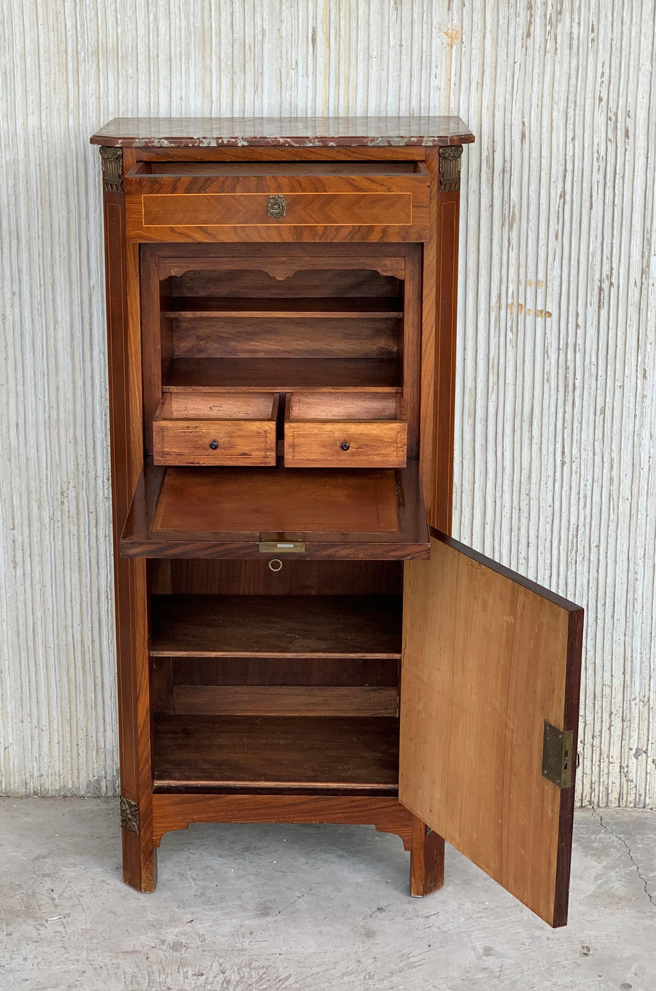 19th Century 20th Century French Drop-Front Oak Secretary Desk or Abattant For Sale