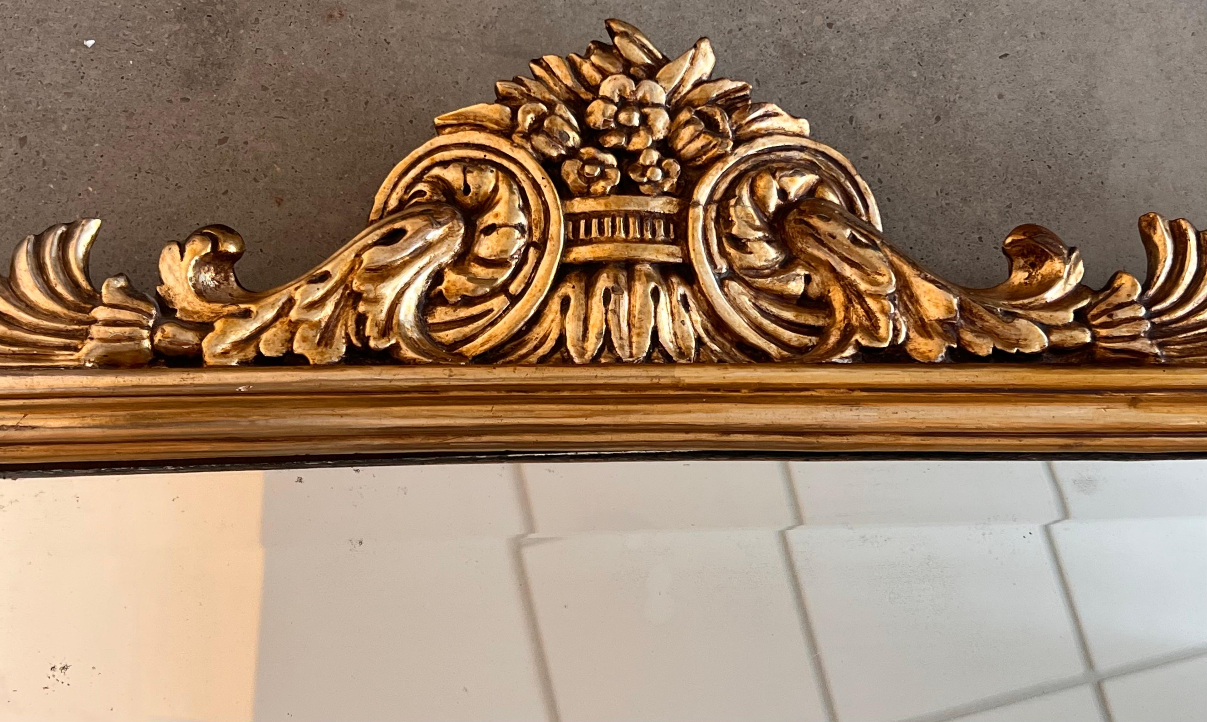 20th French Empire Period Carved Gilt Wood Rectangular Mirror with Crest 2