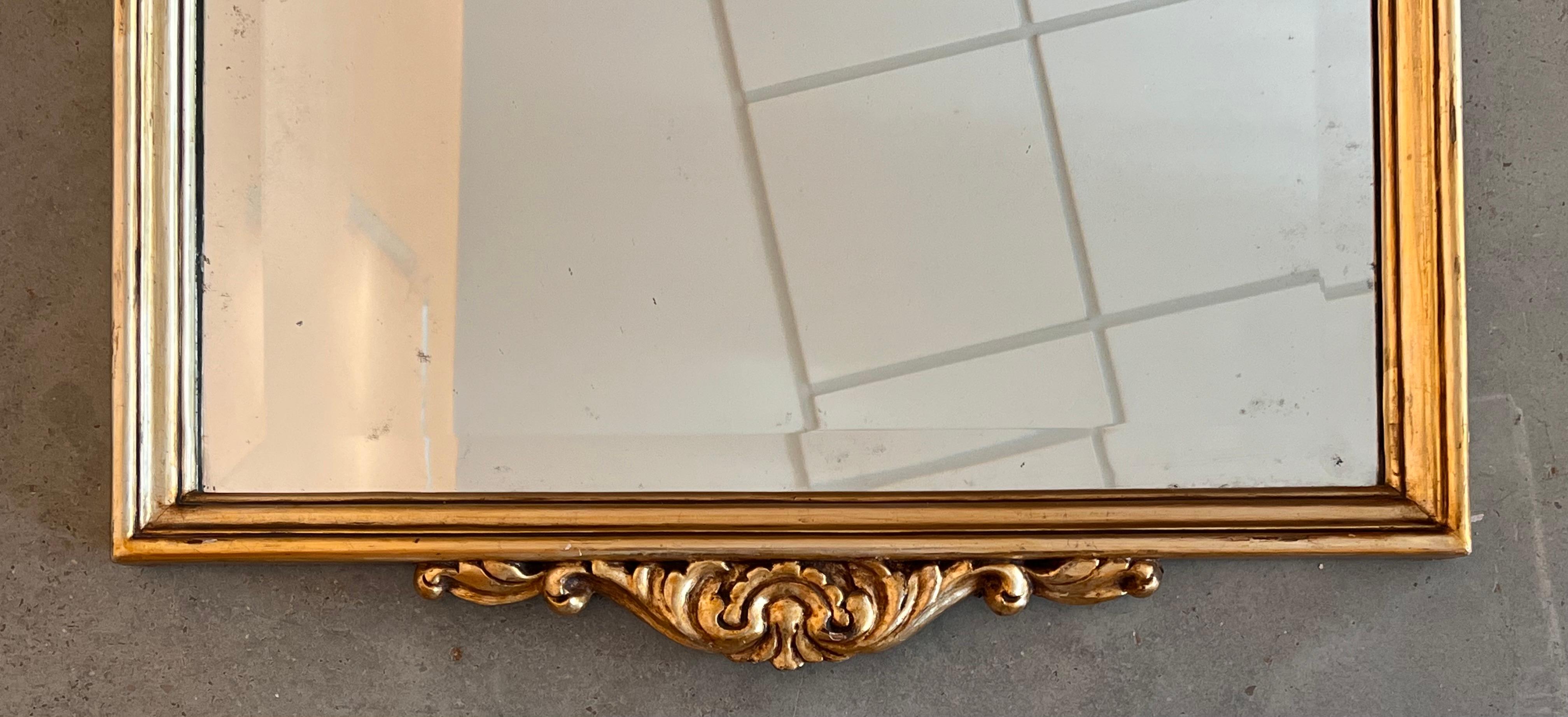 20th French Empire Period Carved Gilt Wood Rectangular Mirror with Crest 3