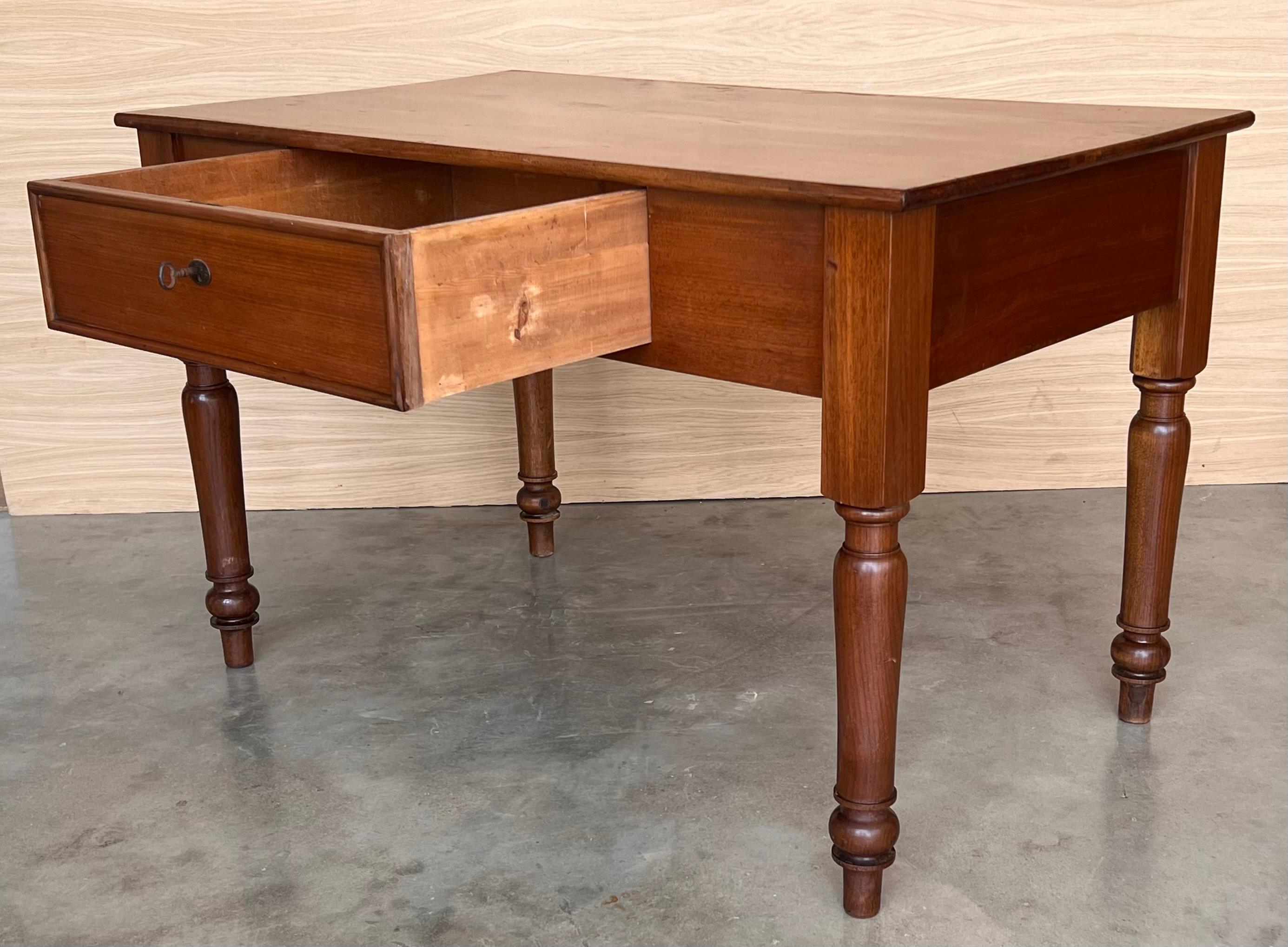 20th French Louis XV Style Walnut Desk or Library table  with Drawer 4