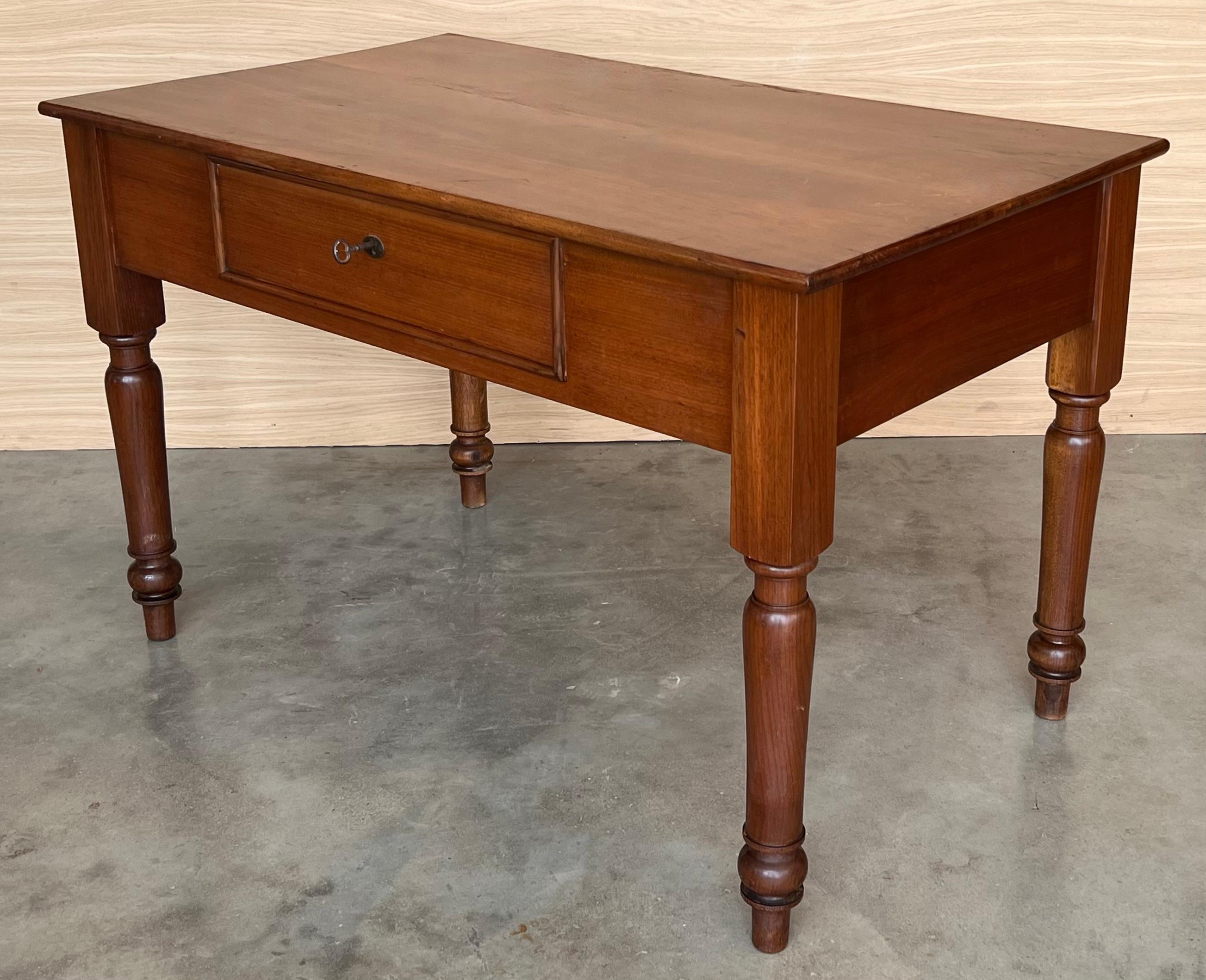 20th French Louis XV Style Walnut Desk or Library table  with Drawer 2