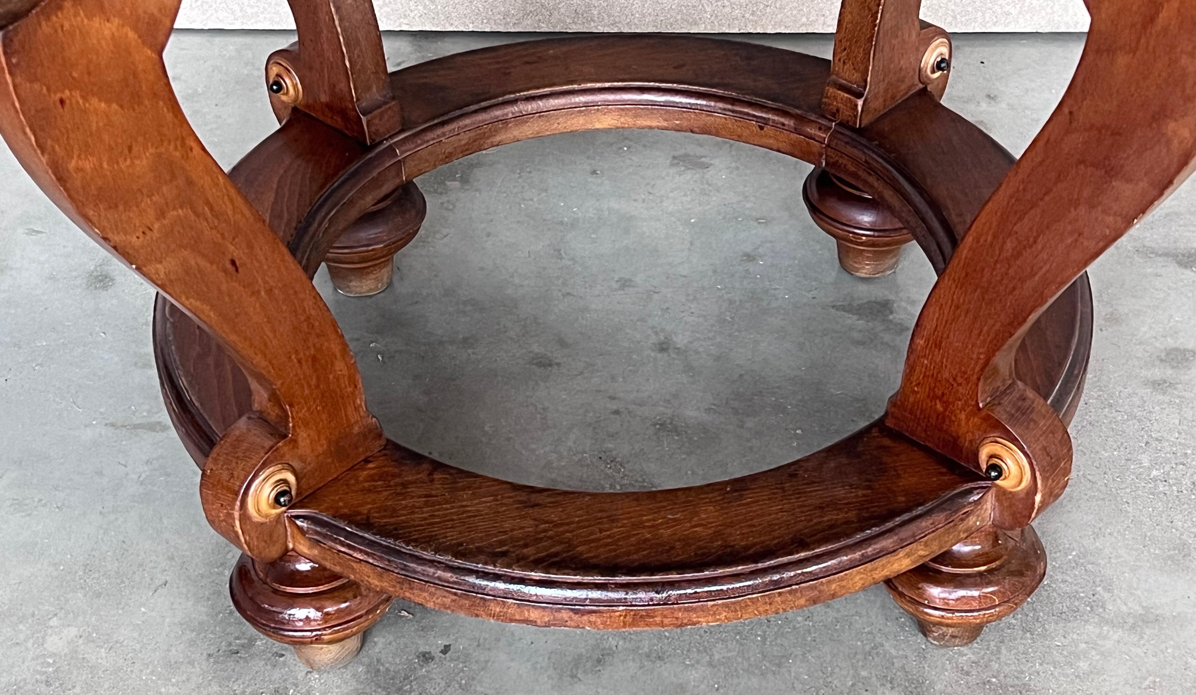 20th French Marquetry Round Center Table with Four Cabriole Legs '2 Available' For Sale 3