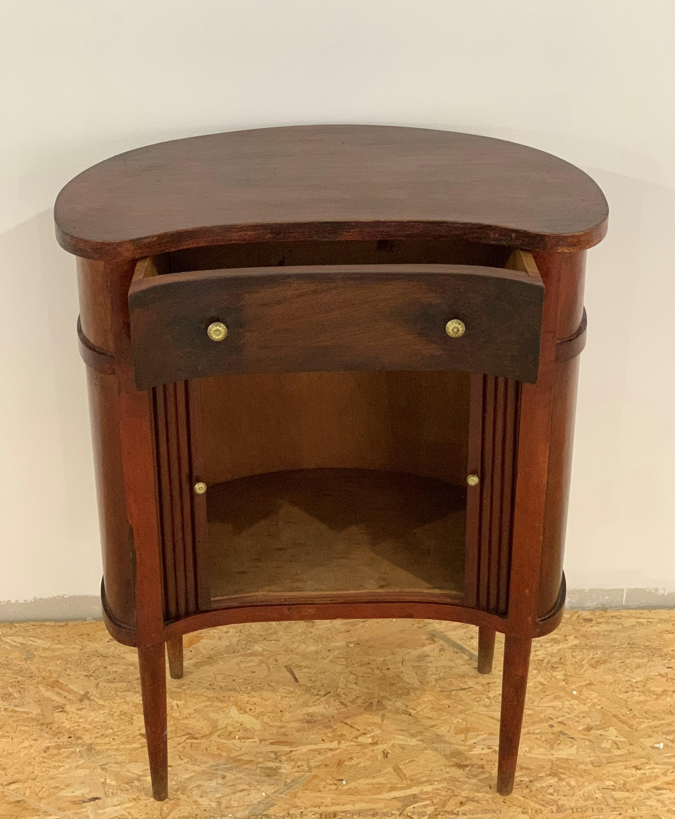 Wood 20th French Pair of Nightstands with Two Drawers and Sliding Doors