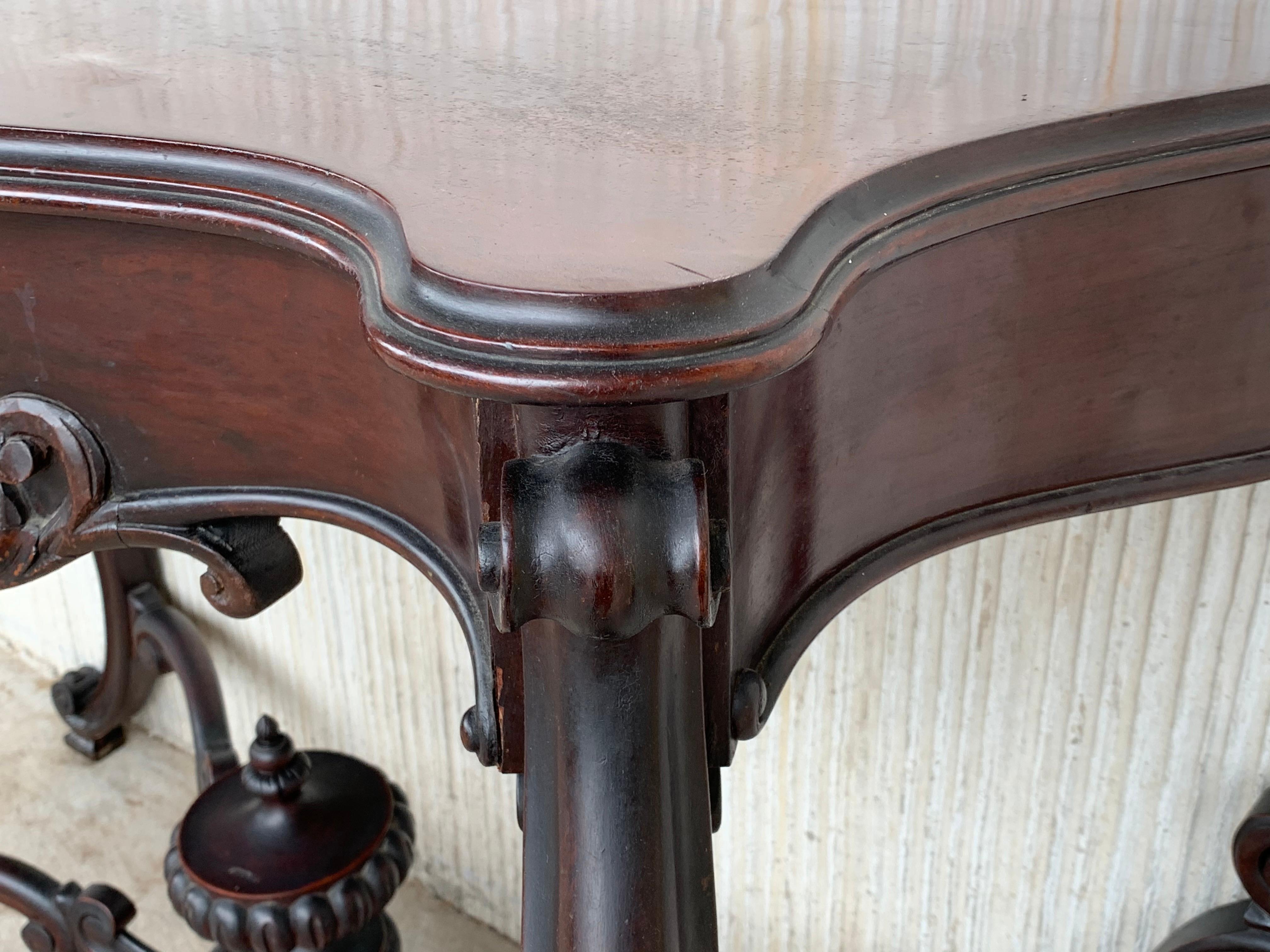 20th Century French Regency Carved Walnut Console Table with Drawer For Sale 4