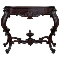 20th Century French Regency Carved Walnut Console Table with Drawer