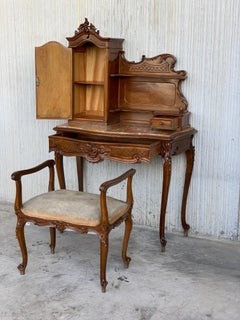 20th Century French Set of Marble-Top Walnut Dressing Table and Savonarola