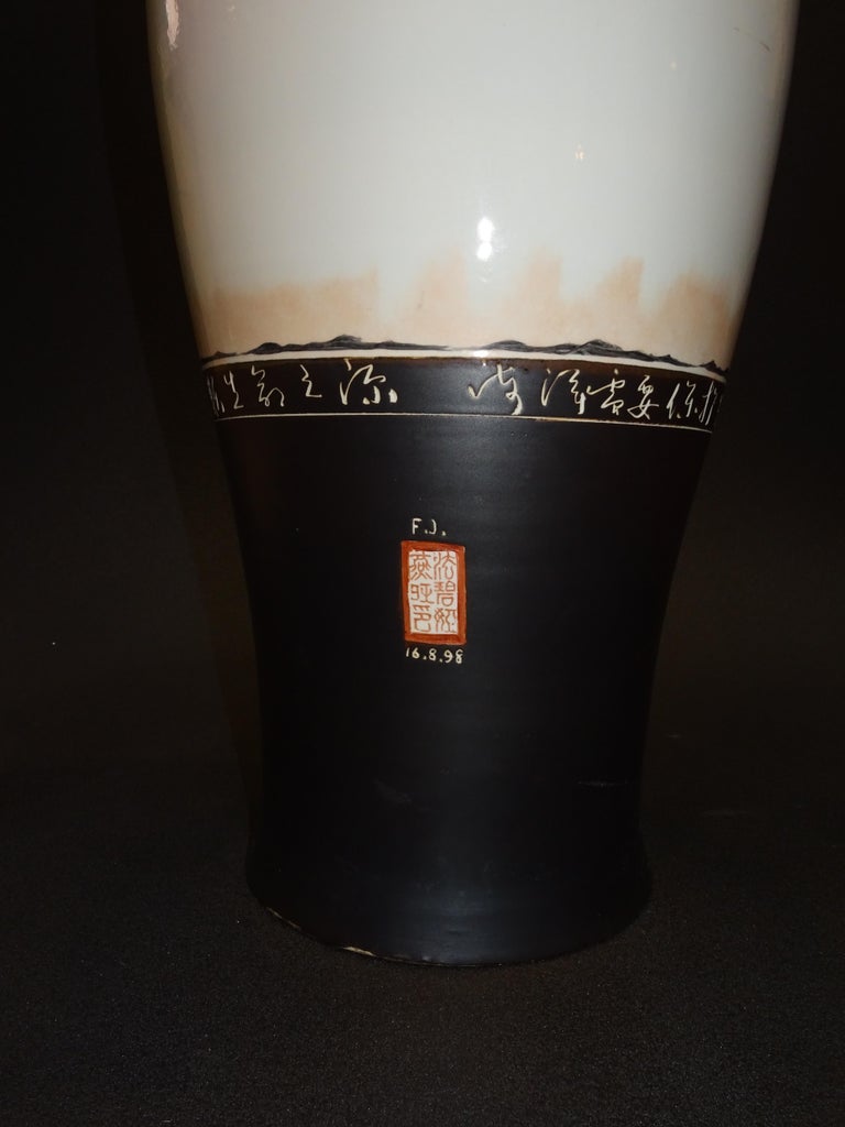 20th Century Great Black and White French Vase by Fabienne Jouvin For Sale at 1stDibs