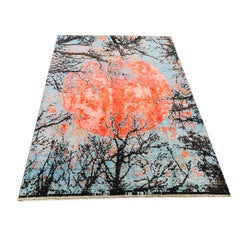 20th Hand-Knotted in Black and Blue Wool Galaxy Rug or Carpet, circa 1980