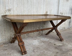 20th Century Hexagonal Coffee Table with Bronze Gallery Top