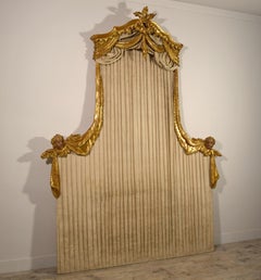 20th Century Italian Carved and Gilded Wood Canopy Bed Head