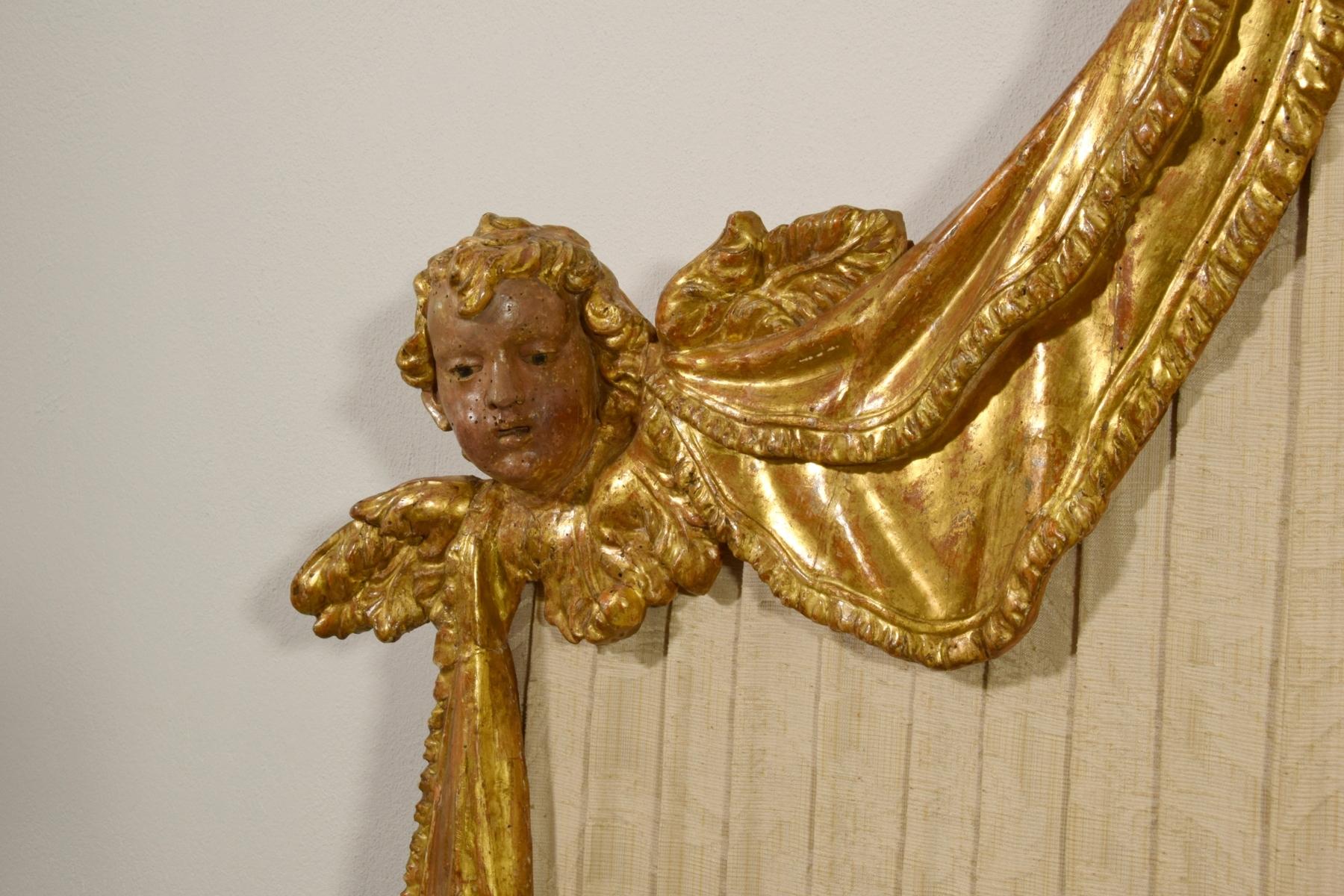 20th Century Italian Carved and Gilded Wood Canopy Bed Head 3